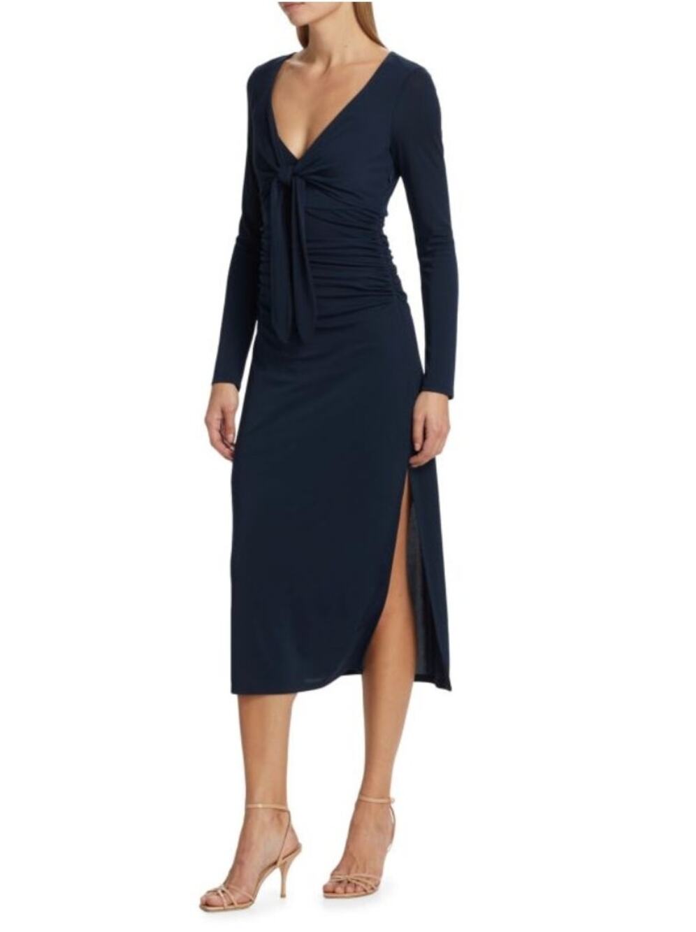 Cinq à Sept Brenna Midi Dress Peacock Blue Sz 8 NWT Flattering Bodycon Stretchy